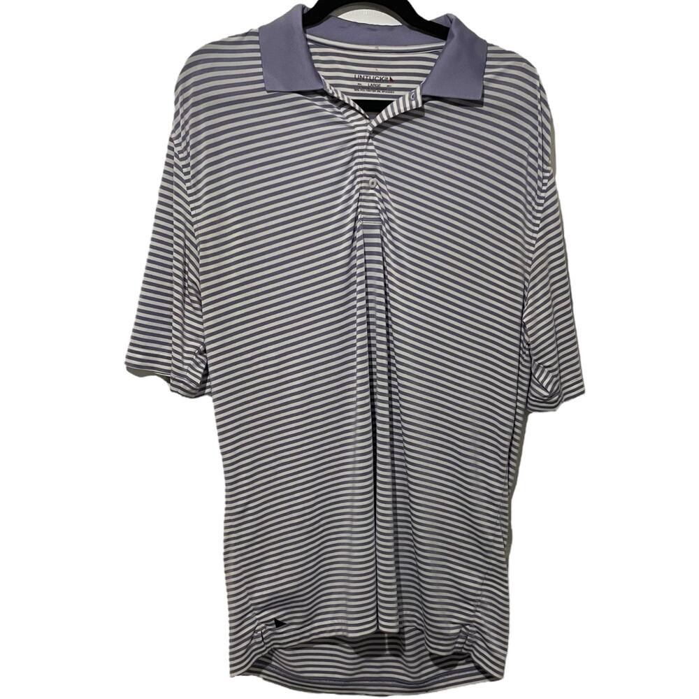 UNTUKit Mens Polo Shirt Size Large Performance Cronos Feeder Stripe Golf Purple